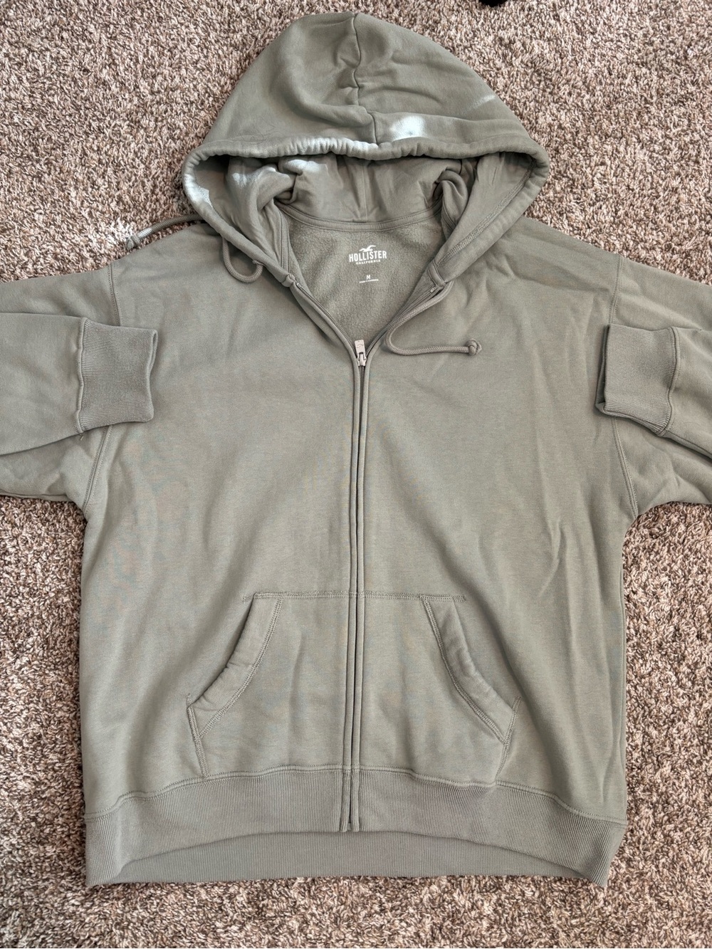 Hollister Military Green Full-Zip Hooded Sweatshirt